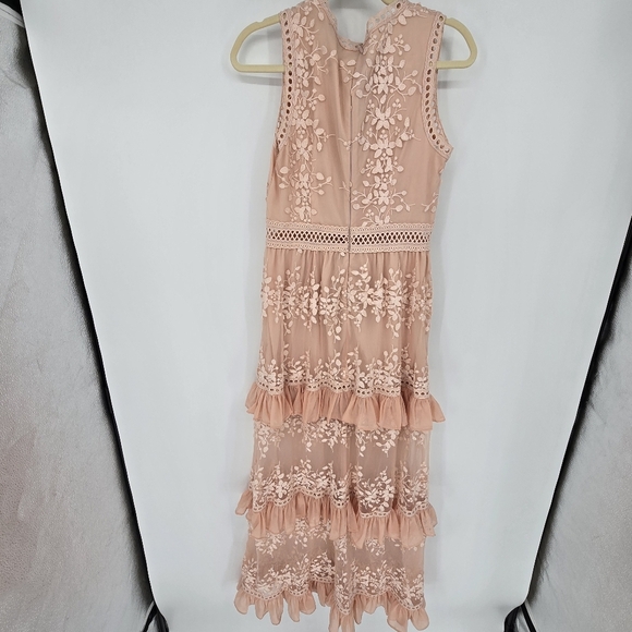 Aqua Womens Blush Embroidered Flounce Maxi Party Night Out Dress Medium - Picture 4 of 13